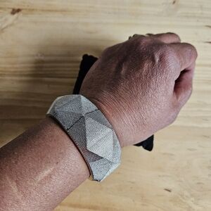 Large Chunky Silver-tone Hinged Bangle Bracelet